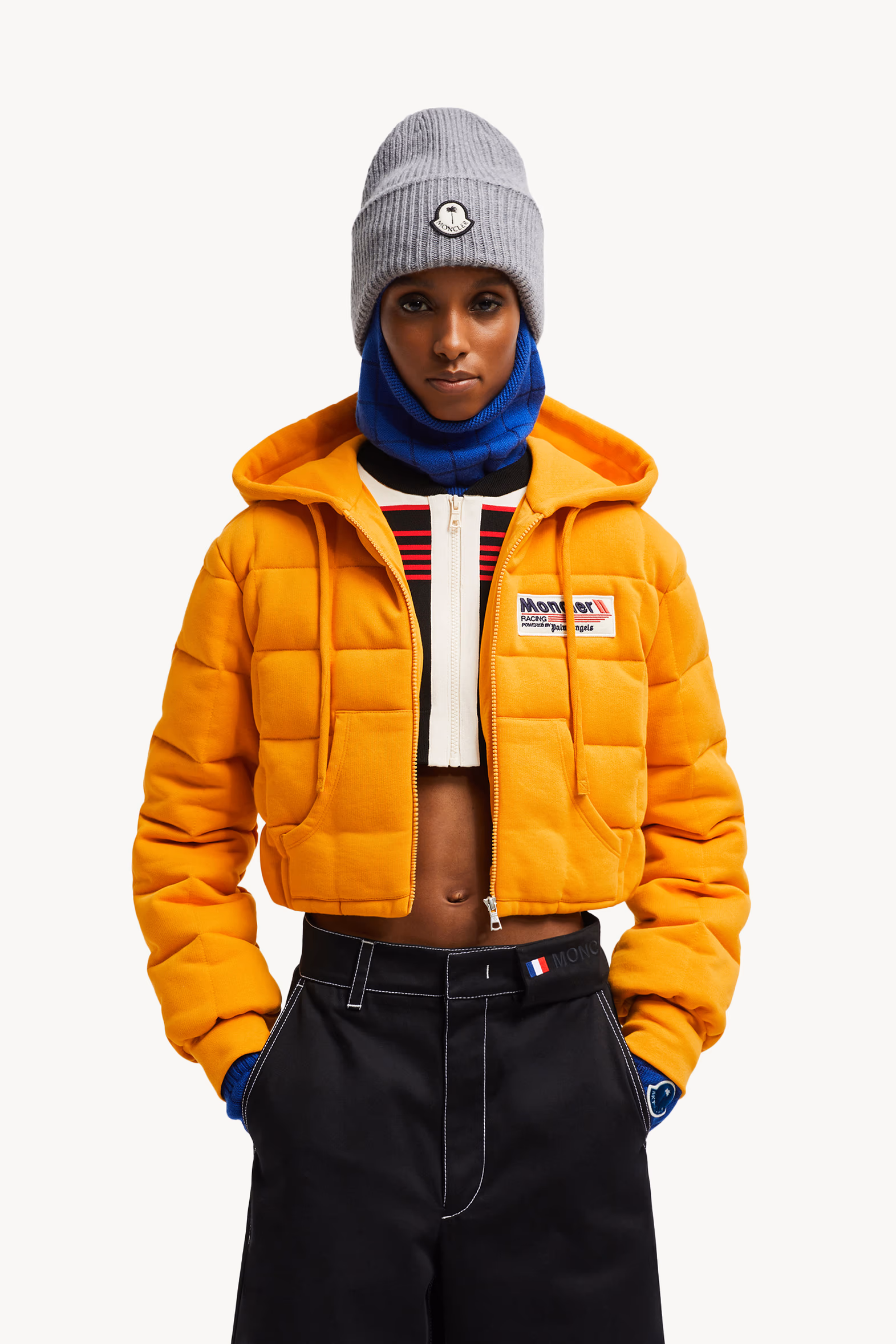 Moncler x Palm Angels Padded Cotton Zip-Up Hoodie Women Bright Yellow Moncler 0